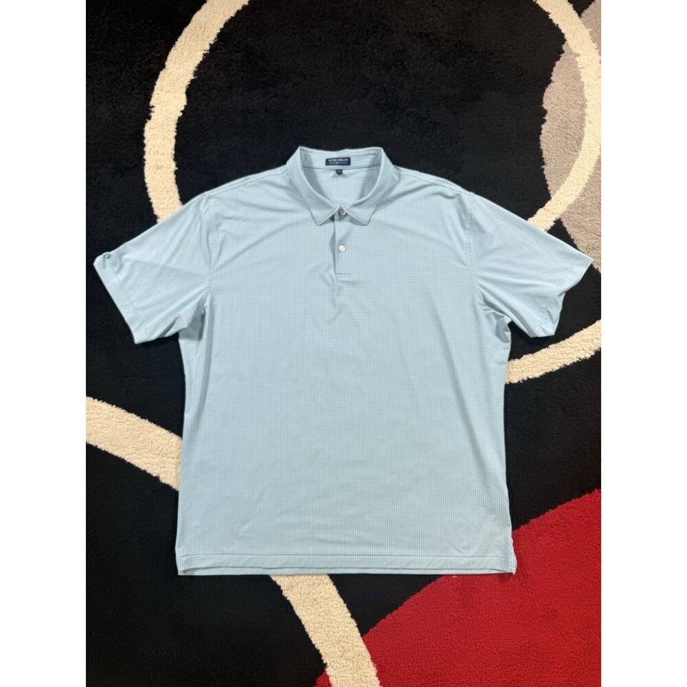 Peter Millar Polo Shirt Mens 2XL Teal Crown Crafted Golf Performance Geometric